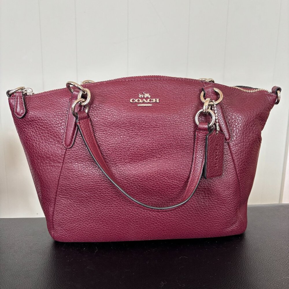 Coach- Burgundy Small Kelsey Satchel & Matching Accordion Zip Wallet NWT
